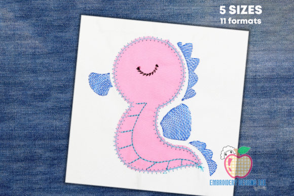 Cartoon Seahorse Embroidery Design