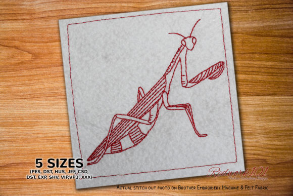 Mantis Redwork: A Seasonal Embroidery Gem