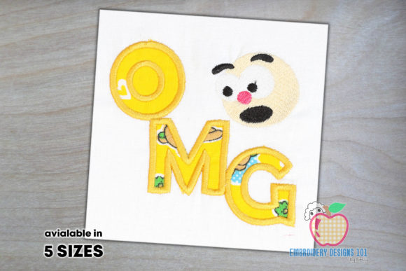 Oh My God with Cartoon Face Applique