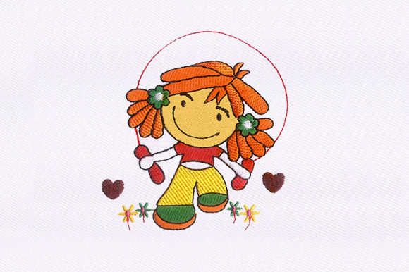 Skipping Girl Embroidery Design